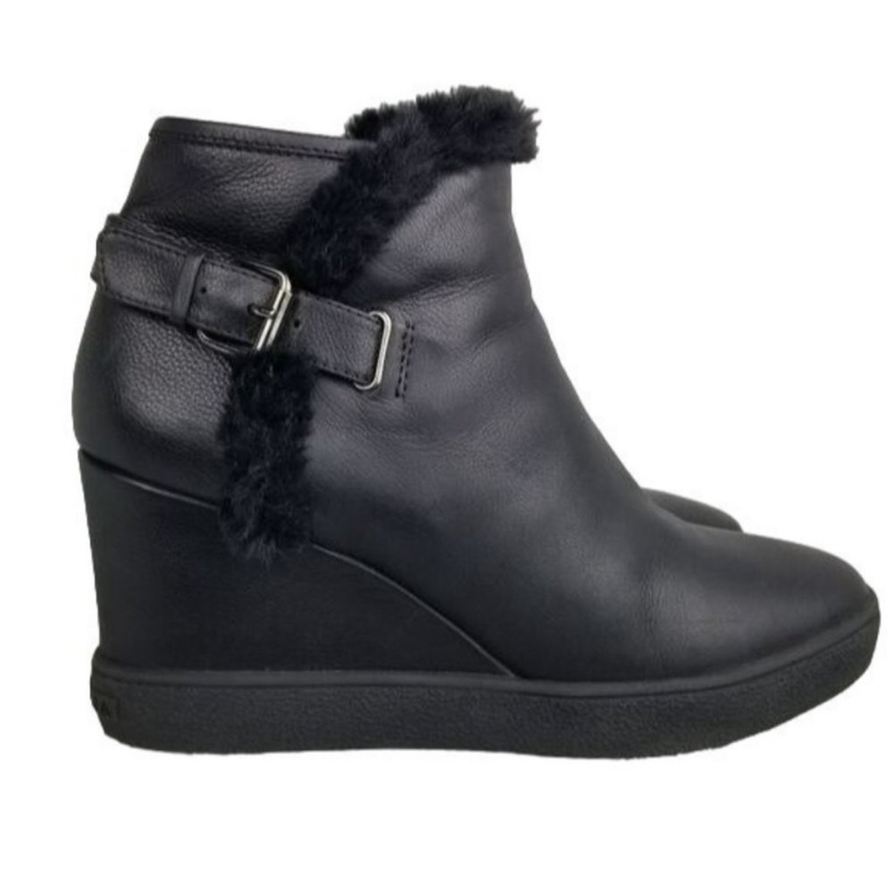 Aquatalia Weatherproof Cameron Wedge Black Leather Ankle Boots size 11